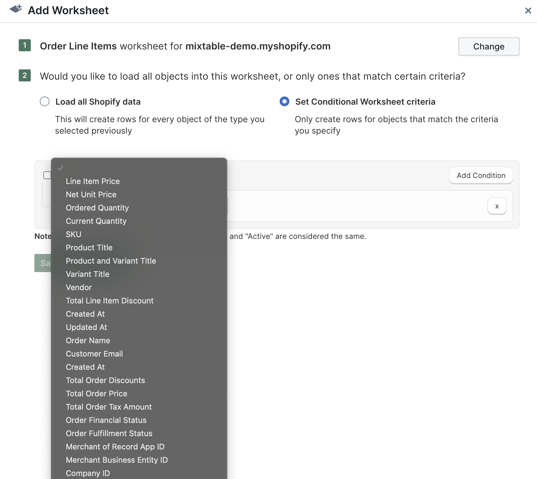 Order Line Item filtering based on Order data