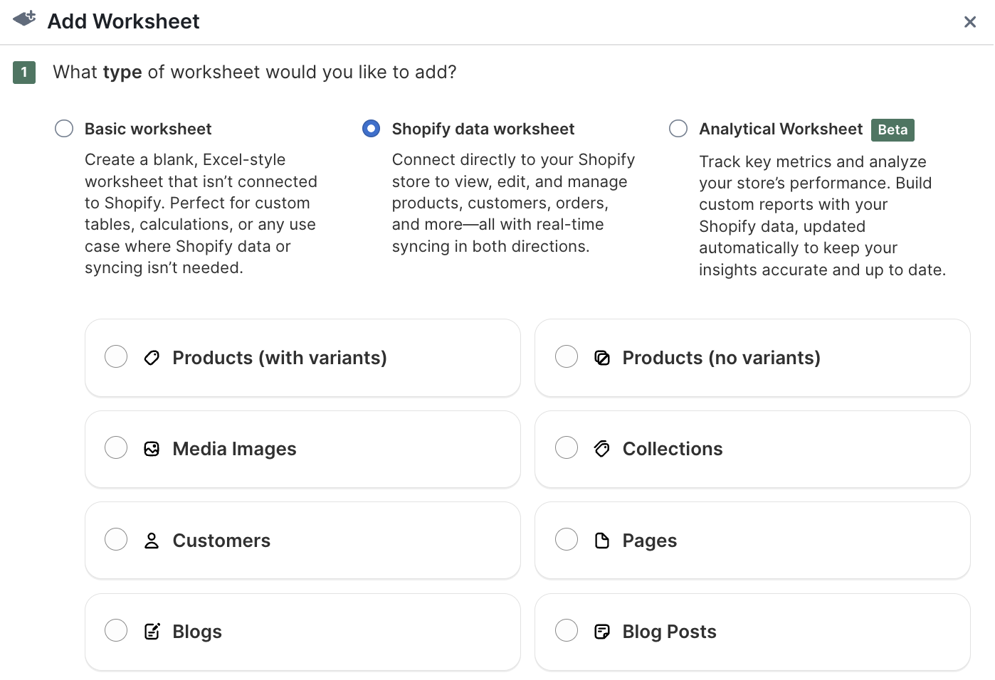 Shopify spreadsheet data customization for XLSX export