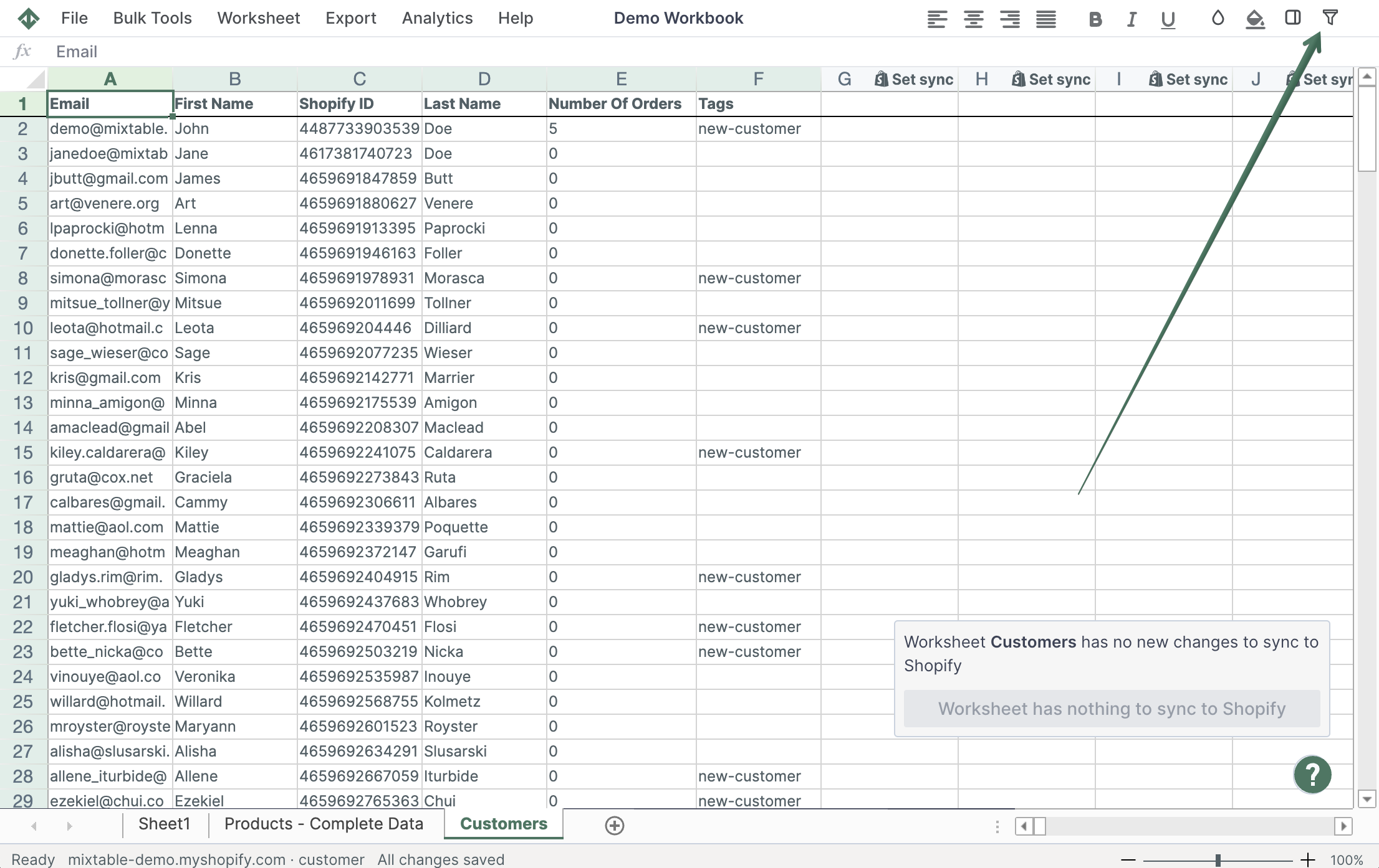 Filter Shopify customer data