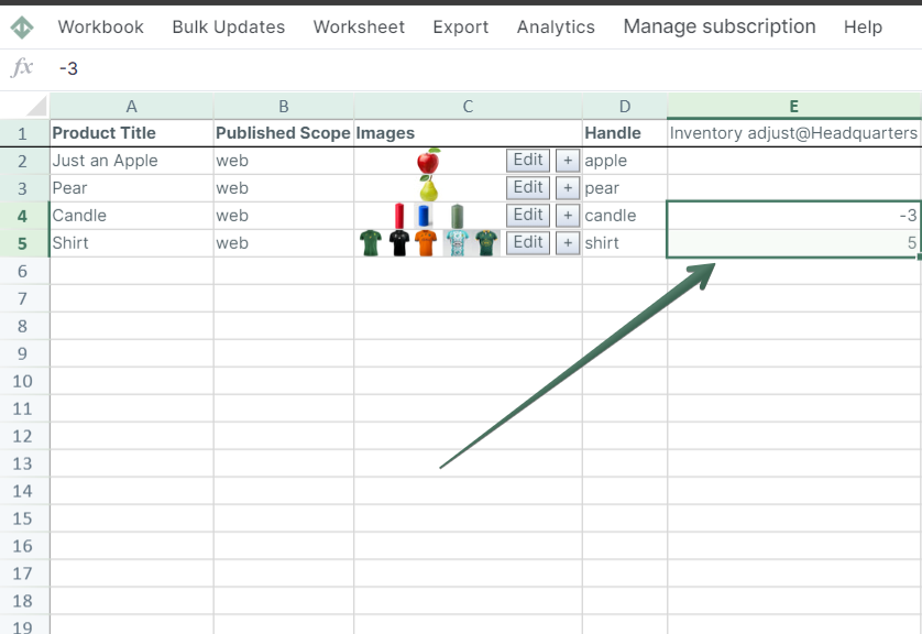 Adjust the inventory for a product