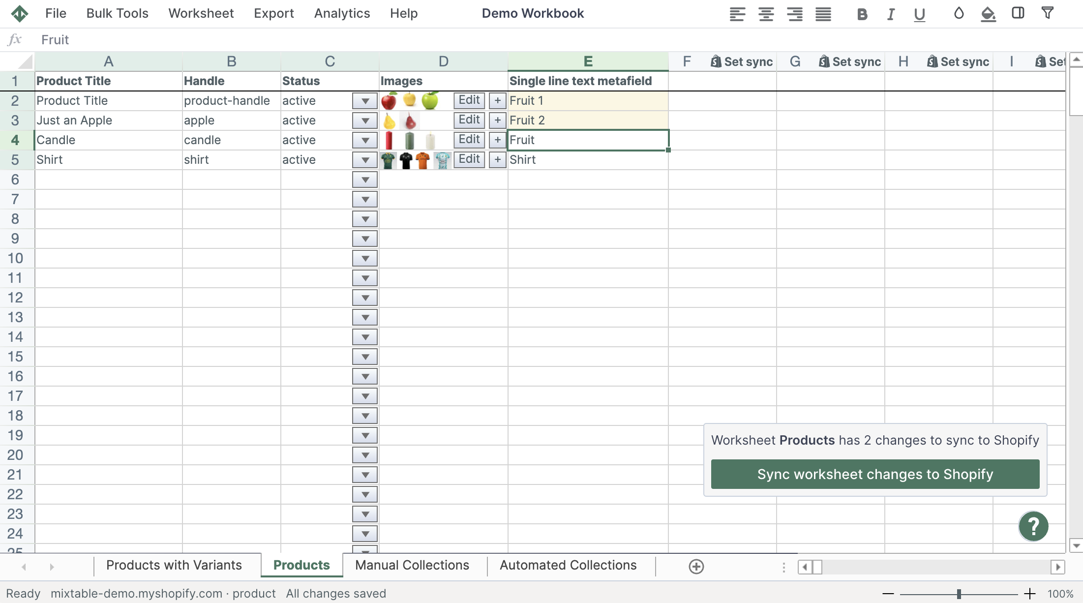 setting up Product metafields