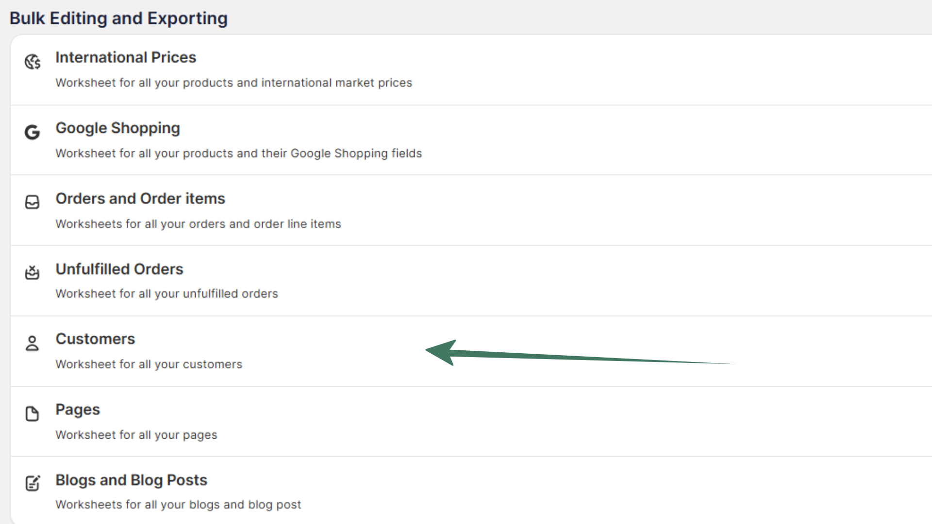 Customers spreadsheet template