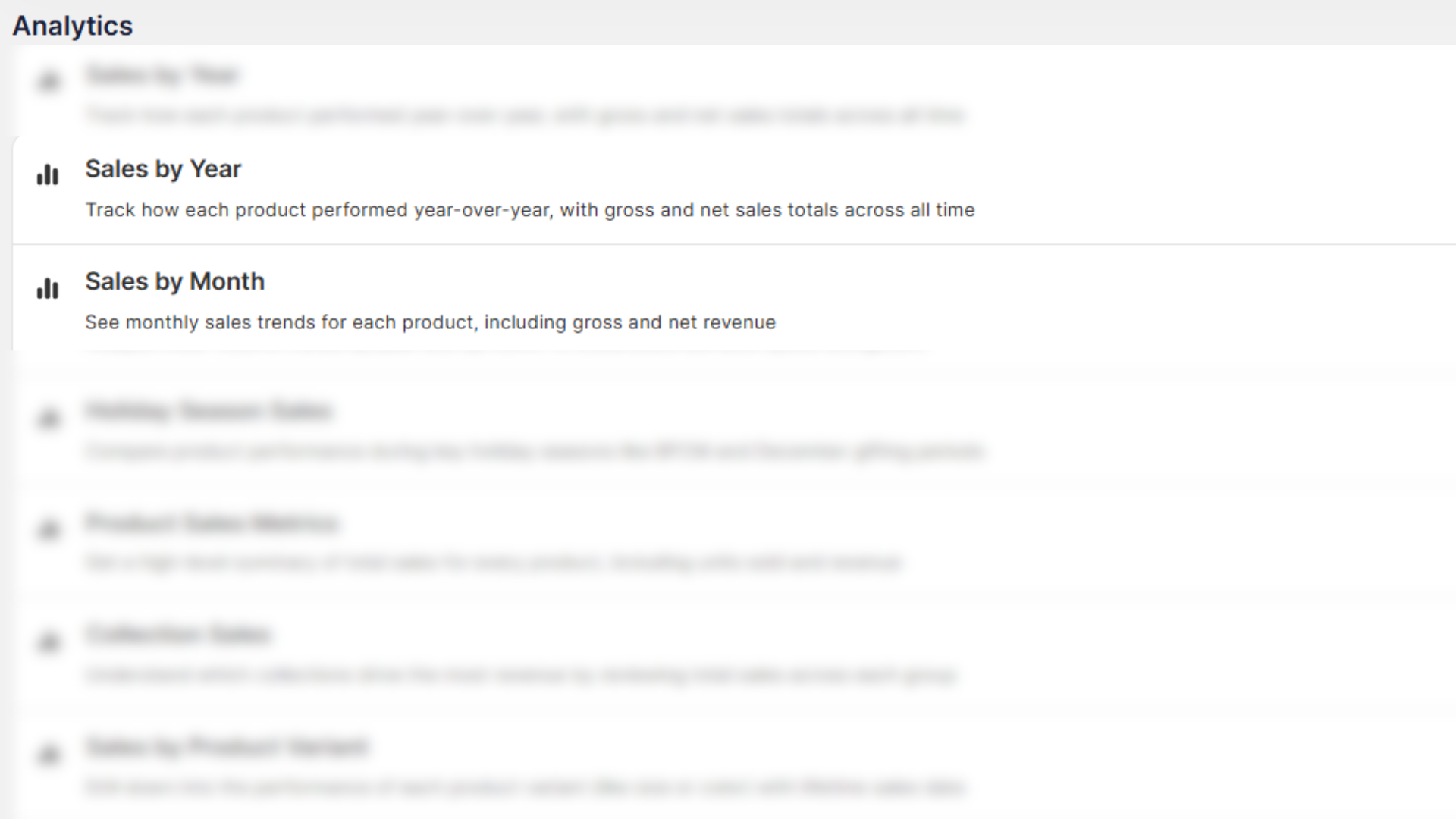 Shopify spreadsheet analytics sales