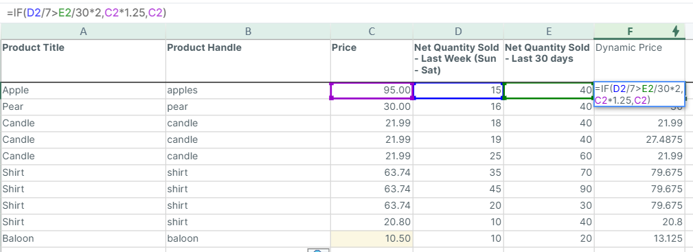 Dynamic price based on net quantity sold