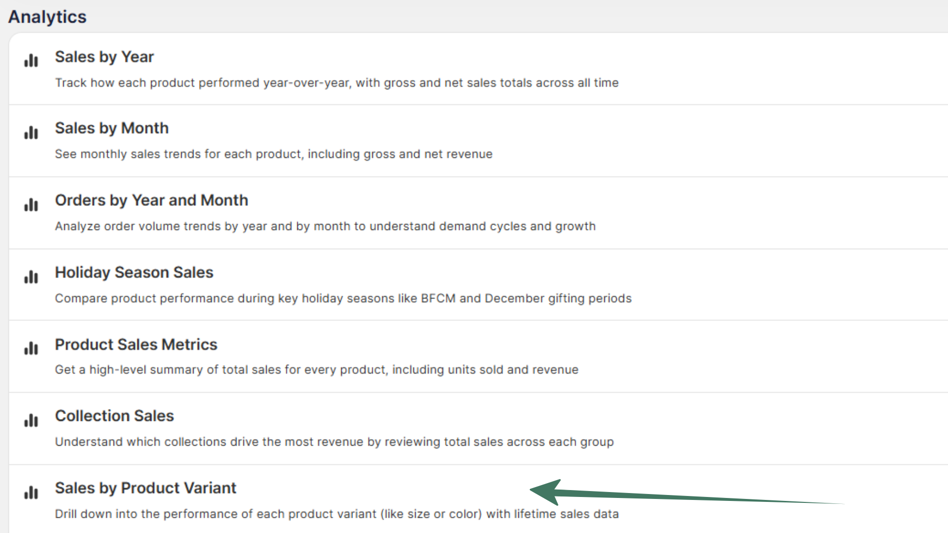 Sales by product variant spreadsheet template